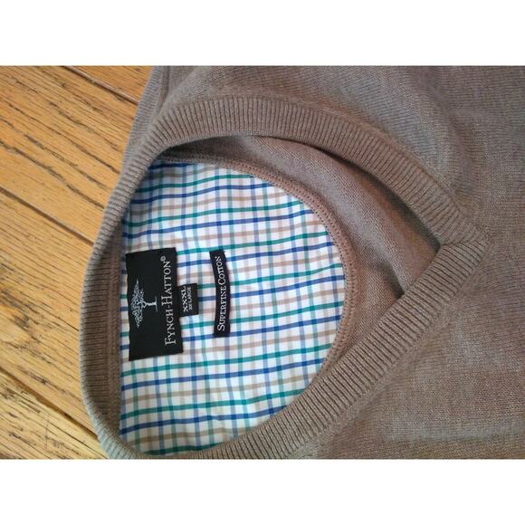 FYNCH-HATTON SUPERFINE COTTON Men's 3XL V Neck Brown Sweater Jumper - Picture 10 of 12